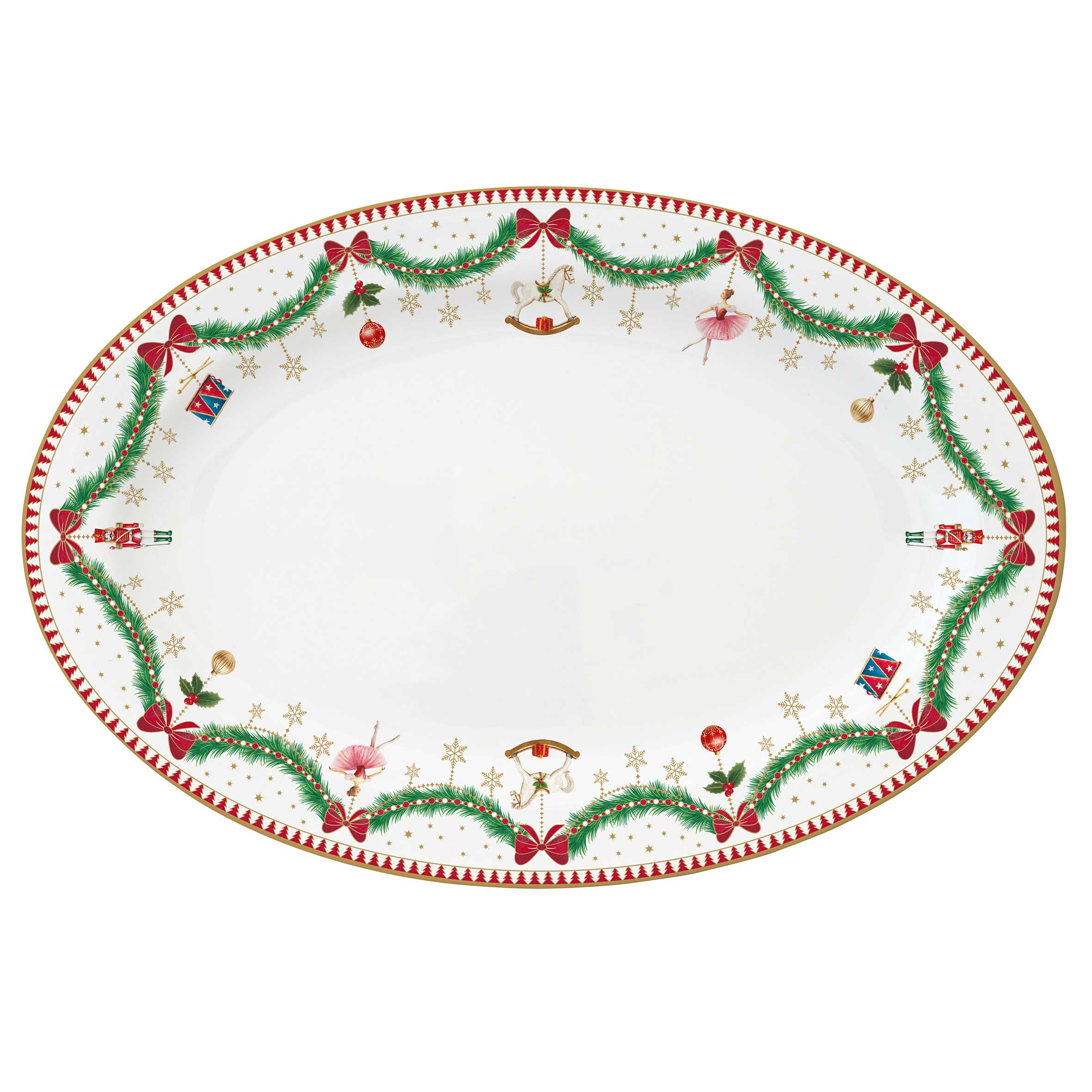 Tányér, étkészlet Karácsonyi porcelán ovális kínáló tál díszdobozban Magie de Noel