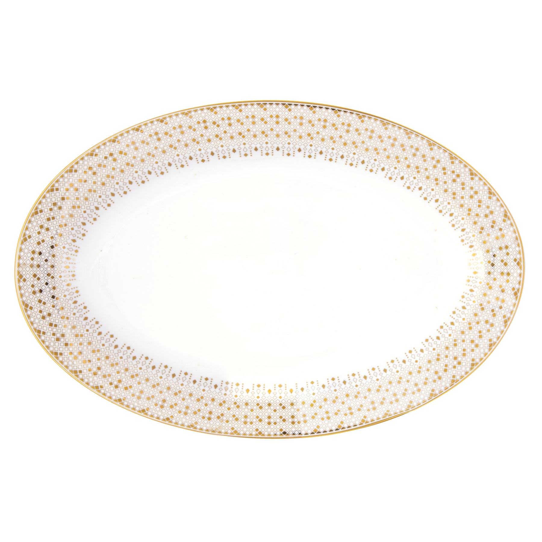 Tálca Karácsonyi porcelán ovális kínáló tálca fehér arany Festive