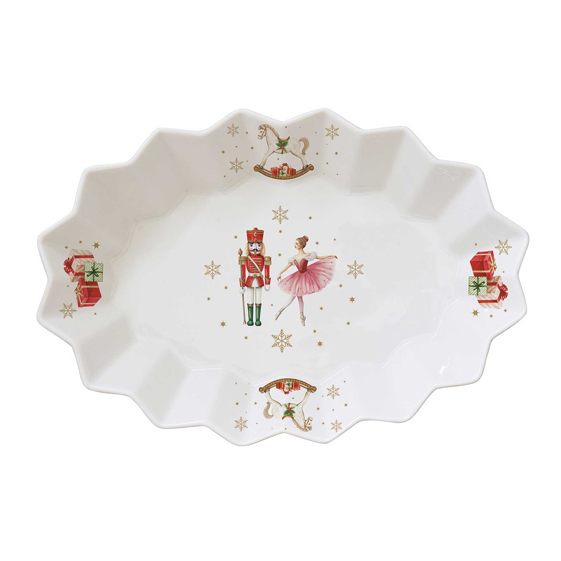 Tányér, étkészlet Karácsonyi porcelán ovális tál diótörős Magie de Noel