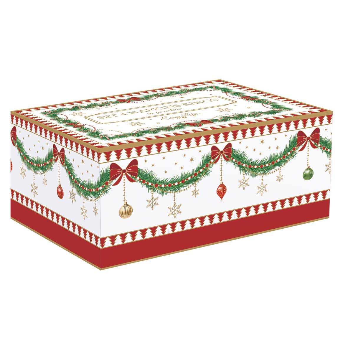 Tányér, étkészlet Karácsonyi porcelán szalvétagyűrű 4 db szett díszdobozban Magie de Noel
