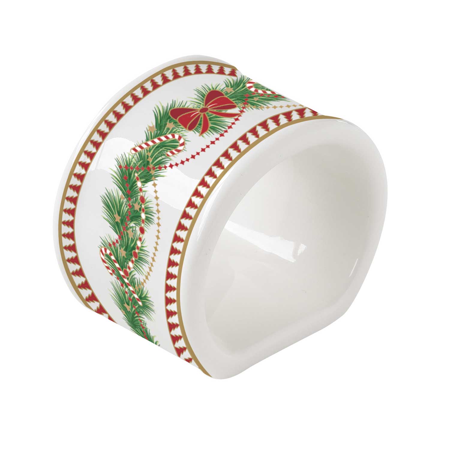 Tányér, étkészlet Karácsonyi porcelán szalvétagyűrű 4 db szett díszdobozban Magie de Noel