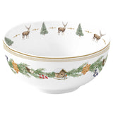 Tányér, étkészlet Karácsonyi porcelán tálka 12 cm szarvas mintás White Forest