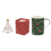 Bögre, csésze Karácsonyi porcelán teás bögre teafiltertartóval és fémdobozzal díszdobozban Fancy Christmas