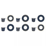 Porcelán eszpresszó kávés csésze + alj 6 személyes 100 ml dobozban Midnight