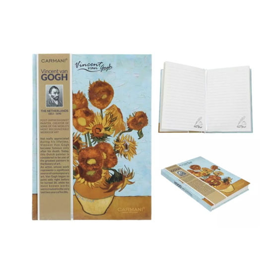 Táska Kemény fedeles vonalas notesz van Gogh Napraforgók