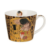 Klimt nagyméretű porcelán bögre 600 ml – A csók és Életfa – barna