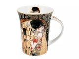 Bögre, csésze Klimt porcelán bögre díszdobozban 350 ml A Csók fekete háttérrel