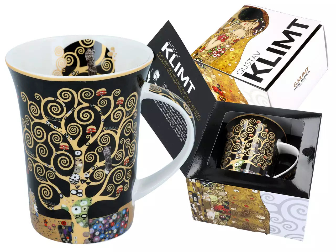 Bögre, csésze Klimt porcelán bögre díszdobozban 350 ml Életfa