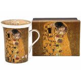 Klimt porcelán bögre fém szűrővel porcelán tetővel szett díszdobozban - 300 ml - A Csók