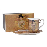 Klimt porcelán bögre hosszúkás aljjal díszdobozban - 360 ml - Adele Bloch