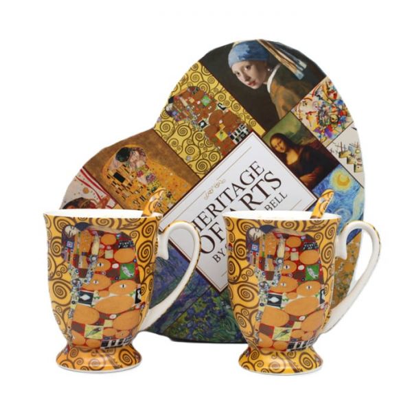 Klimt porcelán bögre porcelán szűrővel és tetővel - 300 ml - Életfa / Beteljesülés