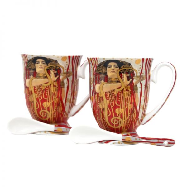 Klimt porcelán bögre porcelán szűrővel és tetővel - 300 ml - Vízikígyó