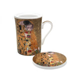 Klimt porcelán bögre porcelán szűrővel és tetővel - 300 ml - The Kiss
