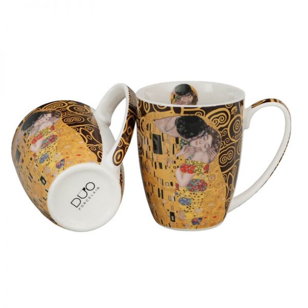 Klimt porcelán bögre szett - 2 darabos 360 ml - The Kiss barna