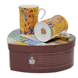 Klimt porcelán bögre szett - 300 ml - Életfa és Beteljesülés - szív díszdobozos