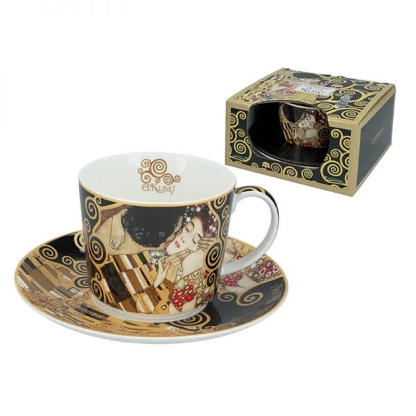 Porcelán csésze aljjal - 230 ml - díszdobozban Klimt A Csók