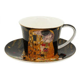 Klimt porcelán csésze aljjal The Kiss fekete díszdobozban