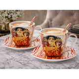 Klimt porcelán csésze készlet 250 ml kanállal - 2 személyes - Vízikígyó