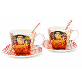 Klimt porcelán csésze készlet 250 ml kanállal - 2 személyes - Vízikígyó