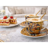 Klimt porcelán csésze készlet 250 ml kanállal - 2 személyes - Életfa / Beteljesülés