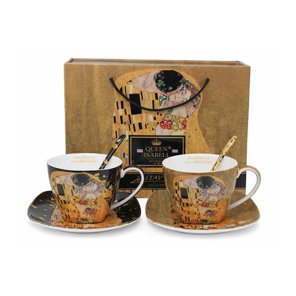 Klimt porcelán csésze készlet kanállal - 2 személyes - A Csók vegyes