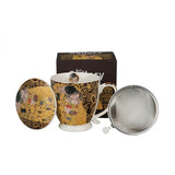 Klimt porcelán szűrős bögre fémszűrővel és tetővel - 510 ml - A csók / Életfa