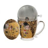 Klimt porcelán szűrős bögre fémszűrővel és tetővel - 510 ml - A csók / Életfa