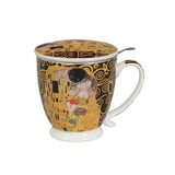 Klimt porcelán szűrős bögre fémszűrővel és tetővel - 510 ml - A csók / Életfa