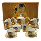 Klimt porcelán 6 személyes kávés / teáskészlet A Csók mintával