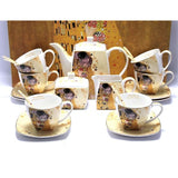 Klimt porcelán 6 személyes kávés / teáskészlet A Csók mintával