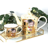 Klimt porcelán 6 személyes kávés / teáskészlet A Csók mintával
