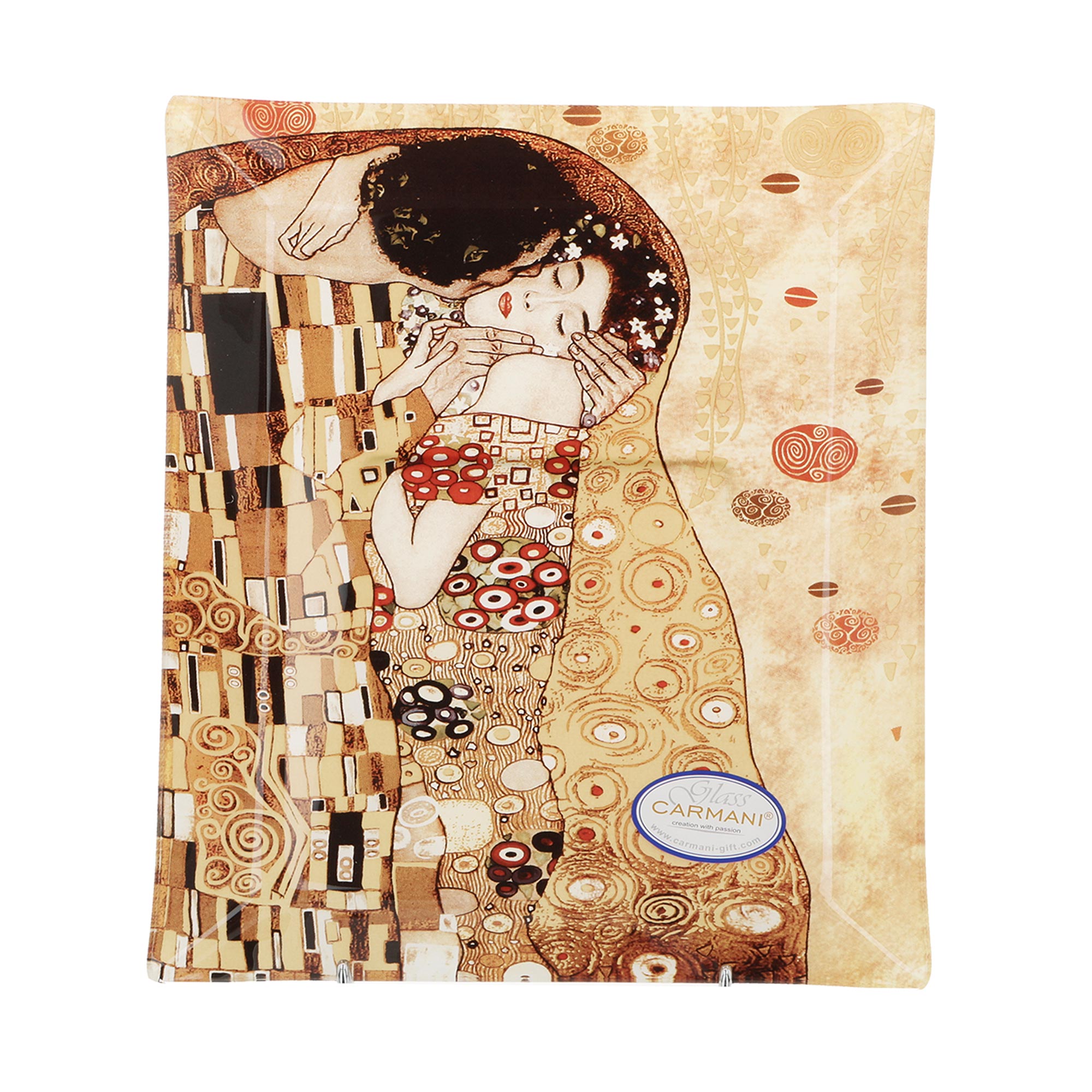 Tányér, étkészlet Klimt üveg tányér 32X24 cm díszdobozban