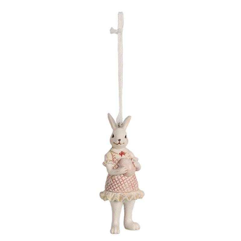Húsvéti Dekoráció Kockás ruhás nyuszilány húsvéti függődísz 4x10 cm