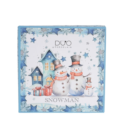 Karácsonyi hóemberes porcelán desszertes tányér szett 2db-os díszdobozban Snowman