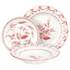 Korall piros fehér virágos 18 részes porcelán étkészlet Tognana LOIRA CORAL