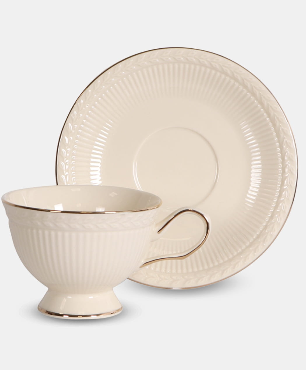 Krém porcelán csésze domború mintával hat személyes Veroni Hillary