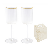 Pohár Kristályüveg boros pohár szett 2 db-os bordás arany szegéllyel dobozban 300 ml