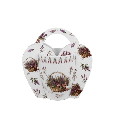 Porcelán levendula virágos bögre dísztasakkal Basket of Flowers Lavender