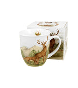 Porcelán bögre 400 ml szarvas mintás ajándék díszdobozban