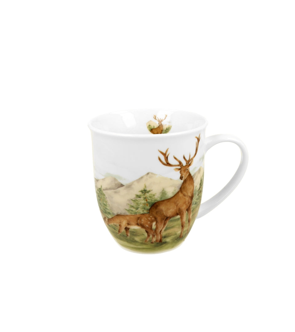 Porcelán bögre 400 ml szarvas mintás ajándék díszdobozban