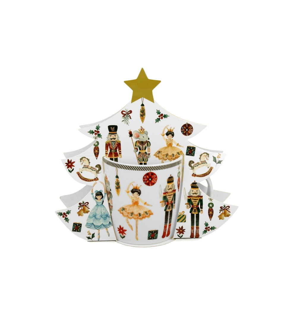 Karácsonyi diótörő Porcelán bögre 400 ml fenyőfa díszcsomagolásban Christmas Nutcracker