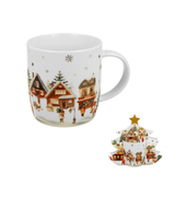 Karácsonyi porcelán bögre fenyőfa díszcsomagolásban 400 ml Christmas Village