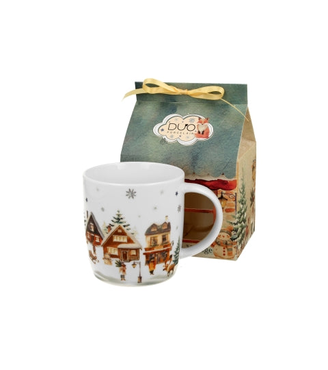 Karácsonyi porcelán bögre házikó díszcsomagolásban 400 ml Christmas Village