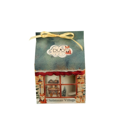 Karácsonyi porcelán bögre házikó díszcsomagolásban 400 ml Christmas Village