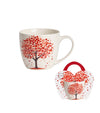 Valentin napi porcelán bögre papír dísztasakkal szív fa 460 ml