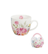 Porcelán virágos bögre 460 ml papír díszcsomagolásban June