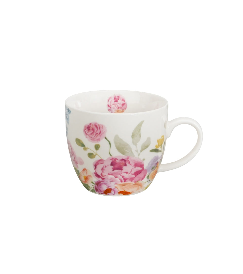 Porcelán virágos bögre 460 ml papír díszcsomagolásban June
