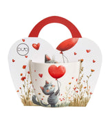 Valentin napi porcelán cicás bögre papír díszcsomagolással 460 ml