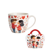Valentin napi porcelán bögre papír dísztasakkal szerelmes pár 460 ml