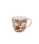 Porcelán bögre piros virág mintás 460 ml dísztasakkal